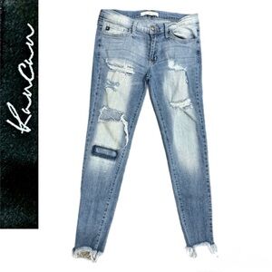 KanCan Distressed Light Wash Skinny Jeans Size 28